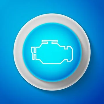 Check engine icon isolated on blue background. Circle blue button. Vector Stock Illustration