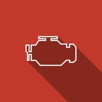 Check engine icon isolated with long shadow. Flat design. Vector Illustration Stock Illustration