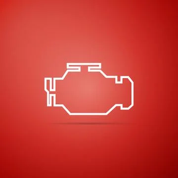 Check engine icon isolated on red background. Flat design. Vector Illustration Stock Illustration