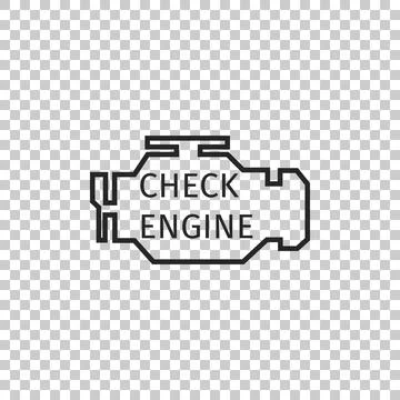 Check engine icon isolated on transparent background. Flat design. Vector Stock Illustration
