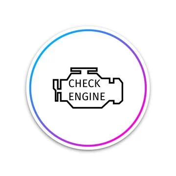Check engine icon isolated on white background. Circle white button. Vector Stock Illustration