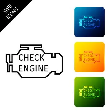 Check engine icon isolated on white background. Set icons colorful square イラスト素材
