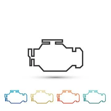Check engine icon isolated on white background. Set elements in color icons Stock Illustration