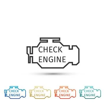 Check engine icon isolated on white background. Set elements in colored ico.. Stock Illustration