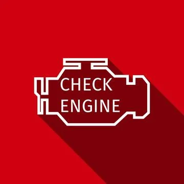 Check engine icon with long shadow. Illustrazione stock