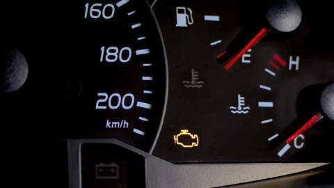 Check engine light symbol on dashboard when something goes wrong with engine Stock Footage 120361827
