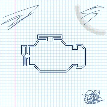 Check engine line sketch icon isolated on white background. Vector Illustration 스톡 일러스트