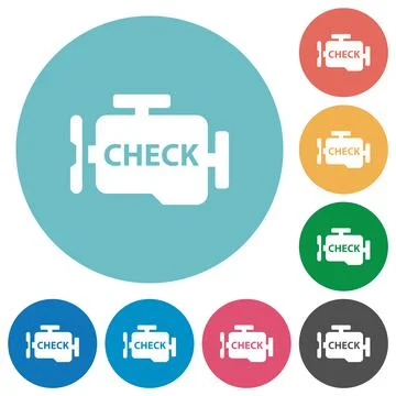 Check engine symbol flat round icons Illustrazione stock