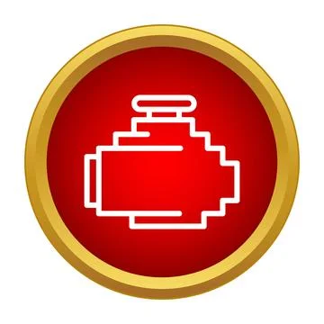 Check engine warning light in red circle Stock Illustration