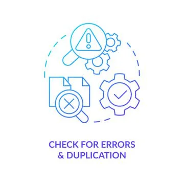 Check for errors and duplication blue gradient concept icon Stock Illustration