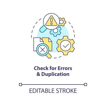 Check for errors and duplication concept icon Stock Illustration