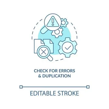 Check for errors and duplication turquoise concept icon Stock Illustration