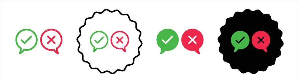 Check false or true icon logo set vector Stock Illustration
