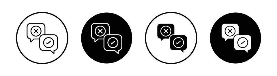 Check false or true icon mark in filled style Stock Illustration
