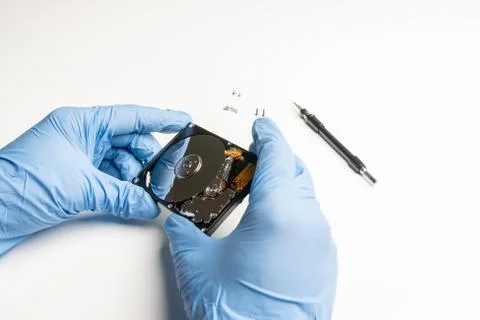 Check of a hard disk under laboratory conditions Stock Photos