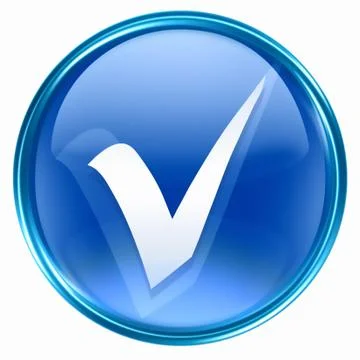 Check icon blue, isolated on white background. Stock Illustration