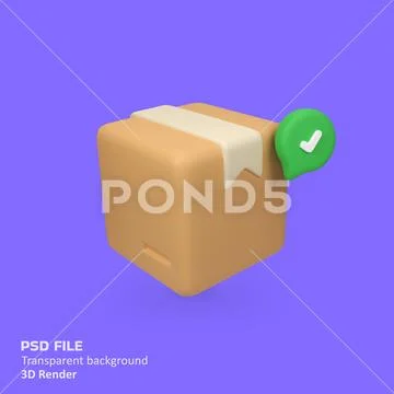 Check Icon on cardboard isolated 3d render icon illustration PSD Template