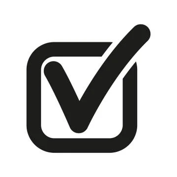 The check icon. Checkmark and checkbox, yes, voting symbol. Flat Stock Illustration