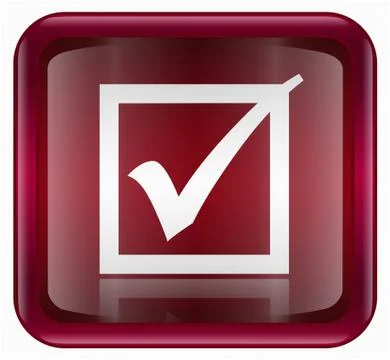 Check icon red, isolated on white background Illustrazione stock