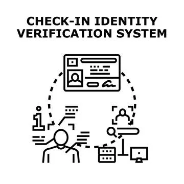 Check in identity verification system process icon concept イラスト素材