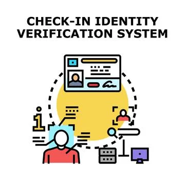 Check in identity verification system process icon concept Stock Illustration