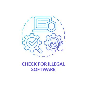 Check for illegal software blue gradient concept icon 库存插图