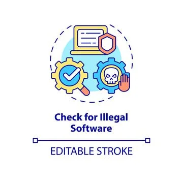 Check for illegal software concept icon 스톡 일러스트