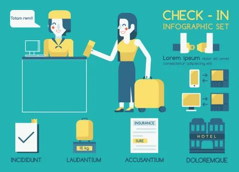 Check in Info graphic Illustrazione stock