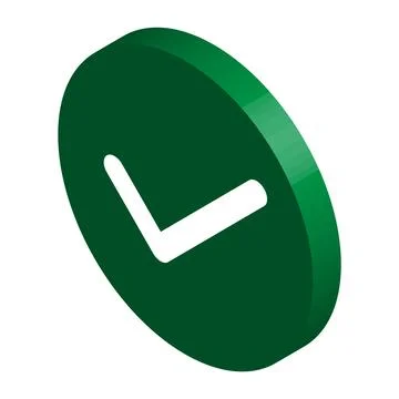 Check isometric mark, tick icon, succes - yes vector illustration isolated on Stock Illustration