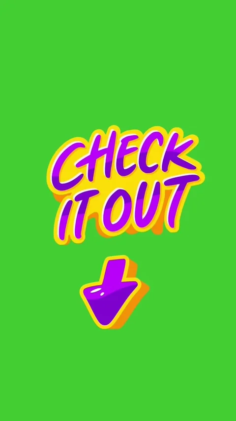 Check it out animated sticker moving on green screen background vertical format Stock Footage 316744072