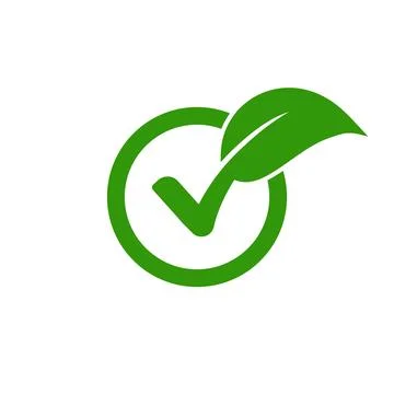Check leaf logo vegetarian quality ecology vegan green eco element organic Stock Illustration