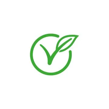 Check leaf logo vegetarian quality ecology vegan green eco element Stock Illustration