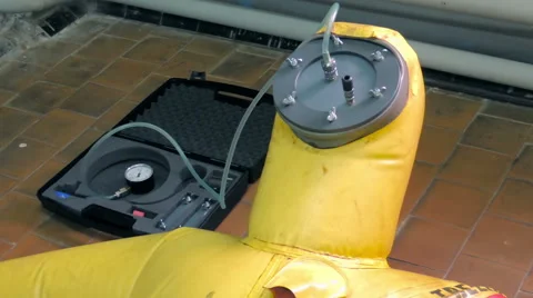 Check for leaks protective suit (4) Video stock 49071898