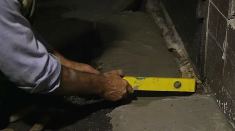 Check the level of the concrete building level Stock Footage 66692385