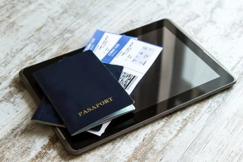 Check in on line Stock Photos