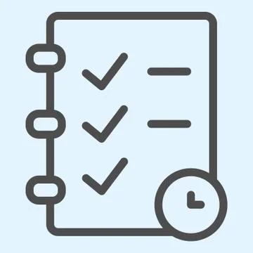 Check list and timer line icon. Task management planning and clock. Sport vector Illustrazione stock