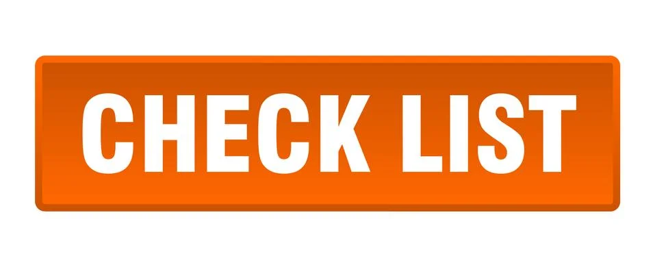 Check list button. check list square orange push button Stock Illustration