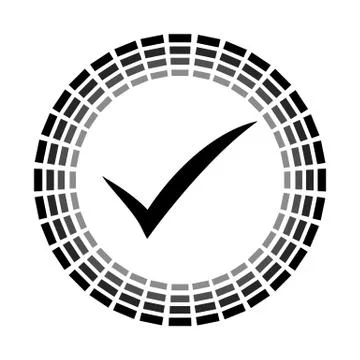 Check list button icon. Check mark in round sign. Stock Illustration