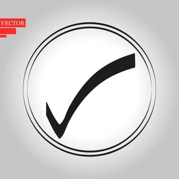 Check list button icon. Check mark in round sign. Stock Illustration