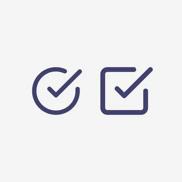 Check list button icon. Check mark in square and round box. Correct symbol. S Stock Illustration