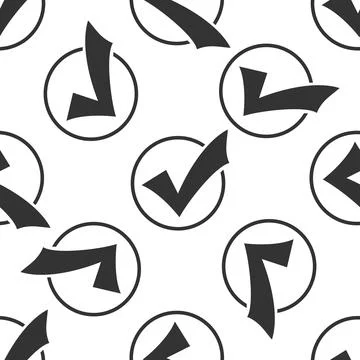 Check list button icon. Check mark in round sign icon seamless pattern on white Stock Illustration