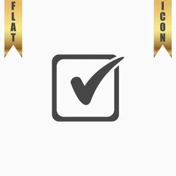 Check list button mark in box sign. Stock Illustration