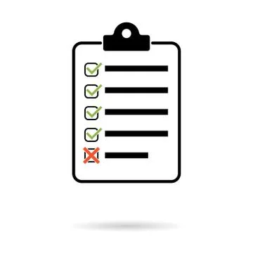 Check list , checklist flat web icon with shadow. Mark symbol, document repor Stock Illustration
