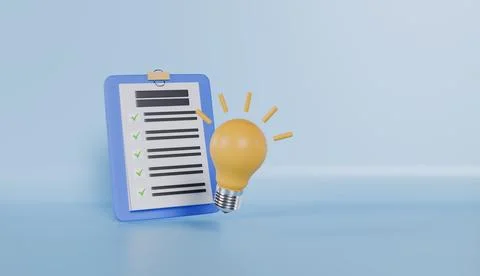 Check List Clipboard with Light Bulb Stock Illustration