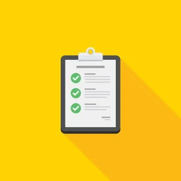 Check list, Clipboard, Vector, Flat icon Stock Illustration