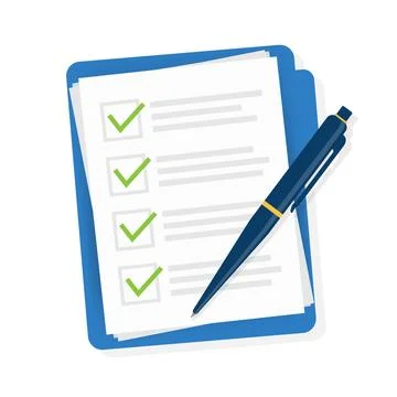 Check list in flat style. Vector stock illustration. Check mark icon. Flat Stock Illustration