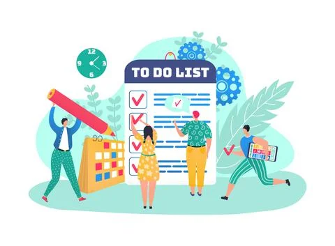 Check list for flat work management, business plan task at checklist vector Illustrazione stock