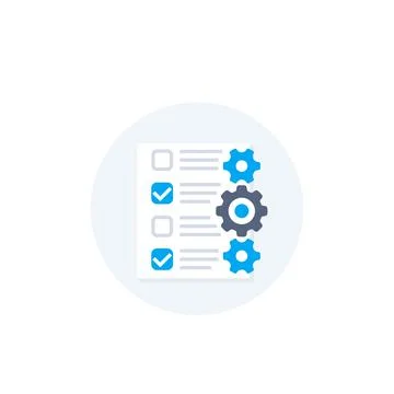 Check list with gears, vector icon Stock Illustration