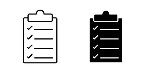 Check list icon in black and white. vector icon pack for websites Stock Illustration