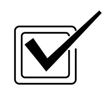 Check list icon or tick mark to choose correct with box  line black concept Stock Illustration